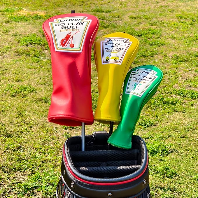 Craftsman Golf Funny Golf Club Head Covers, Driver 3 5 Wood Fairway Hybrid Headcover Set, 3 Pieces Deign Snug Fits