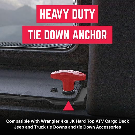 GPCA - GP Anchor Quick-Release Tie Down Anchor/T-Handle M8 25mm Set with Screw Nuts for Fast Jeep Top Removal Lift, Truck Tie Downs, Jeep Wrangler Accessories for 4xe, J & YJ, Patented, Red, 6 Packs
