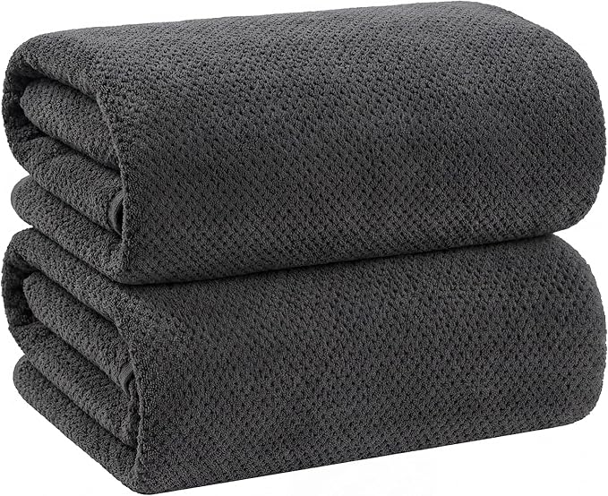 Bath Sheets 40x80 Inches 2-Piece, Extra Large Bath Towels, Soft Absorbent Quick Dry, Microfiber Towels for Bathroom Beach Pool Gym Spa, Charcoal Gray