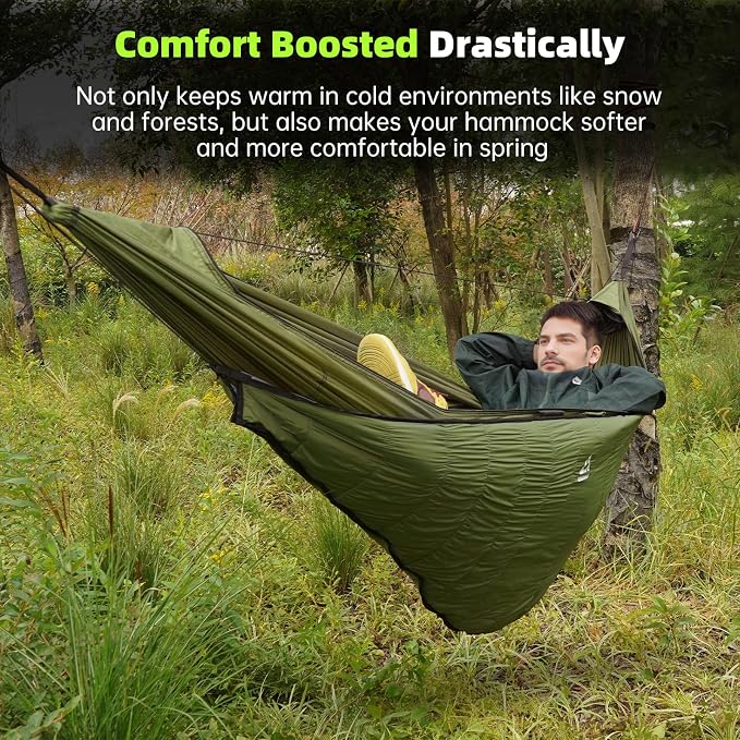 Hammock Underquilt for Camping - Full Length Orange Lightweight Warm Quilt for 3-4 Seasons (41-68°F) - Soft & Durable for Hiking, Backpacking, Beach, Travel - Holds Up to 500lbs