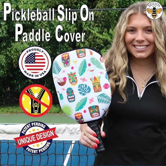 BeeJos Hawaiian Collection: Premium Slip-On Pickleball Paddle Cover-Fits Standard Size Paddles-Zipperless (Paddle not Included)