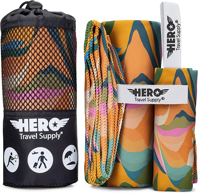 Hero Microfiber Towel, Camping, Beach, Gym, Includes Bonus Washcloth (Island Breeze, 24" x 48")