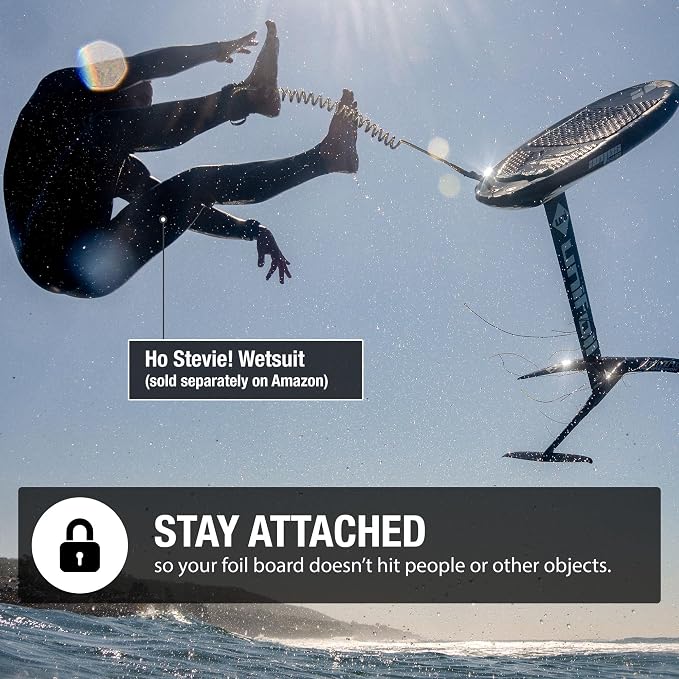 Ho Stevie! Foil Ankle Leash for Hydrofoil Boards - No Drag in Water, No Toe Tangles - 6ft Coiled Ankle Leash