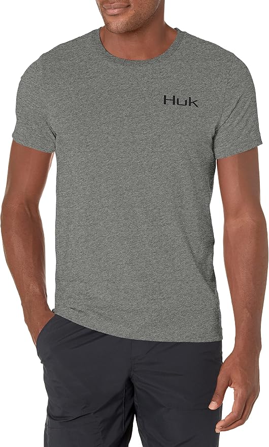 HUK Mens Performance Fishing Logo Tee, Short Sleeve T-Shirt for Men