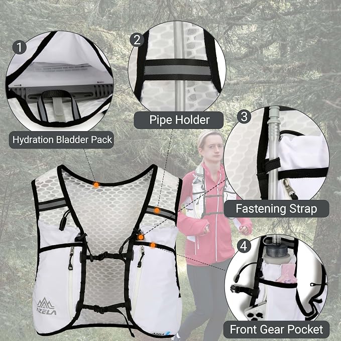 Lightweight Marathon Hydration Running Cycling Hiking Vest Backpack, Water Bladder Pack for Outdoor Sports
