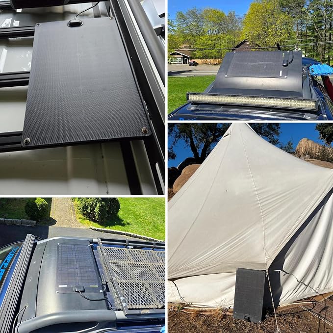 Lensunsolar 30W 12V ETFE Black Flexible Solar Panel, 23.6x13.8in, ETFE Black Thin, Slim Semi-Flexible PERC Mono High Efficiency Solar Cells 12 Volt for Battery Charge Marine RV Campers Boats Tent