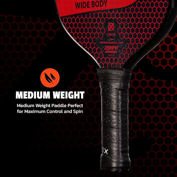 Onix Graphite MOD Z5 Carbon Fiber Pickleball Paddle with Wide-Body Shape. Honeycomb Core, Graphite Face & Cushion Comfort Pickleball Paddle Grip