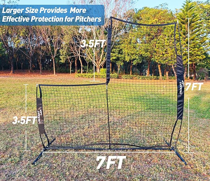 Baseball Softball Pitching Screen, Pitcher Protection Net with Upgrade Frame, Baseball Batting Pitching Net for Backyard Field Outdoor, L Screen or I Screen-Pitcher Protection Net with Carry Bag