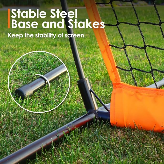 L Screen Baseball Pitching Screen for Batting Cage, Lightweight Pitch Training Accessory, 7x7 ft Pitcher Protection L-Screen Protector Net for Pitcher Safety