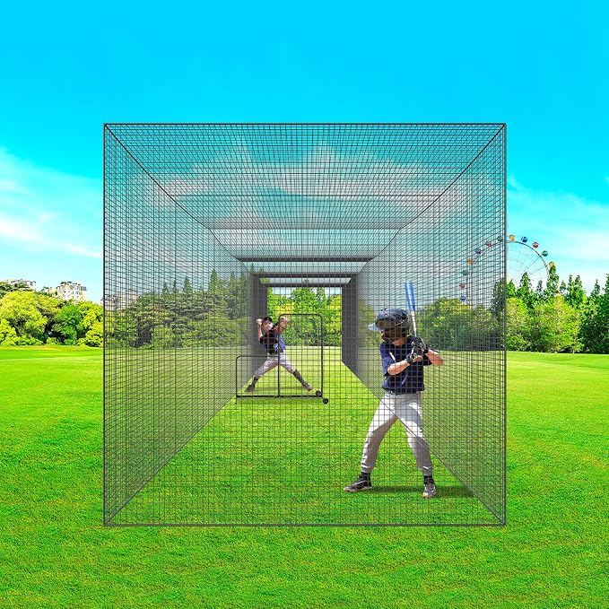 VEVOR Baseball Batting Cage,Professional Softball Baseball Batting Hitting Training Net,Heavy Duty Enclosed PE Practice Portable Pitching Cage Net&Carry Bag,for Backyard,Field,Indoor&Outdoor