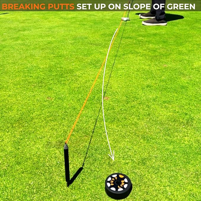 Two-Way Putting Alignment System - Golf Training Aid with Target Pucks & String Line - Indoor/Outdoor Practice Tool for Perfect Alignment & Lower Scores - Premium Putting Trainer