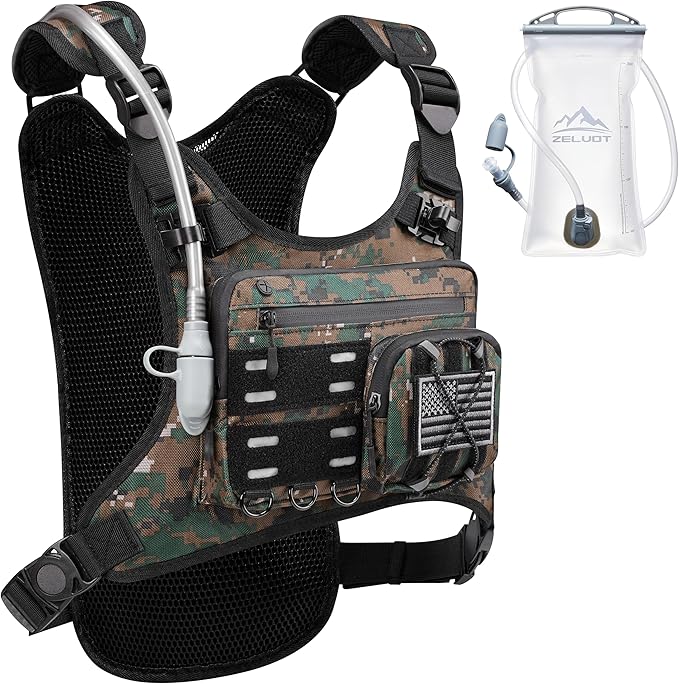 Zelvot Running Vest with 2L Water Bladder, Hydration Backpack, U.S. Design Patent, Lightweight Hydration Pack with Gear Holder, Reflective Chest Pack for Men Women for Marathon