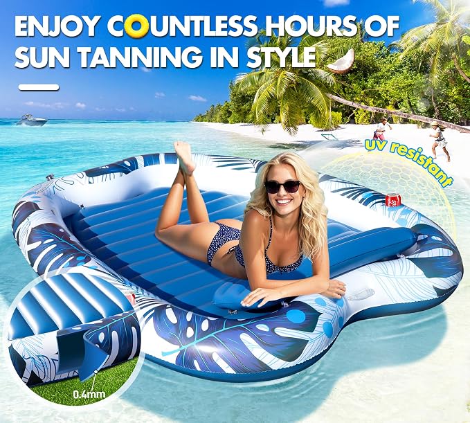 Sinbyuer Inflatable Pool Floats Adult, Pool Float, Thickened Pool Float Recliner Pool Rafts, Floating Pool Chair Water Floaties