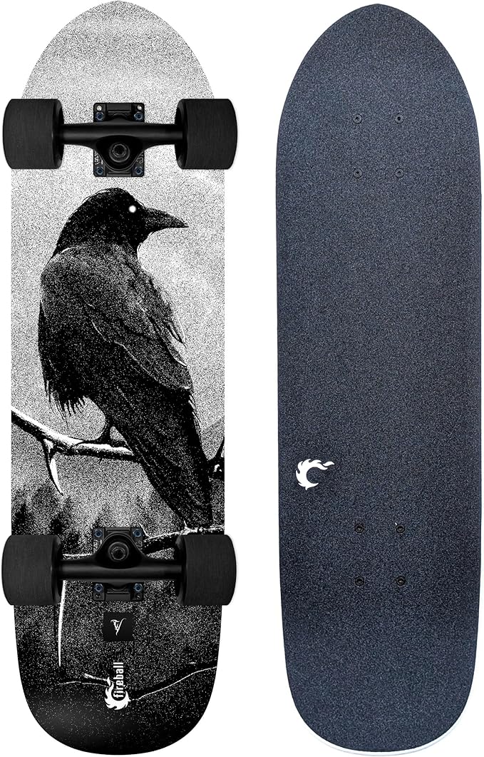 Fireball Mini Cruiser Longboard Skateboard Complete - Fully Assembled & Ready to Ride 29.5 x 8.5” Professional Maple Board - Artist Series Limited Edition Cruiser
