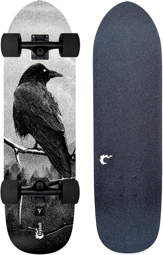 Fireball Mini Cruiser Longboard Skateboard Complete - Fully Assembled & Ready to Ride 29.5 x 8.5” Professional Maple Board - Artist Series Limited Edition Cruiser