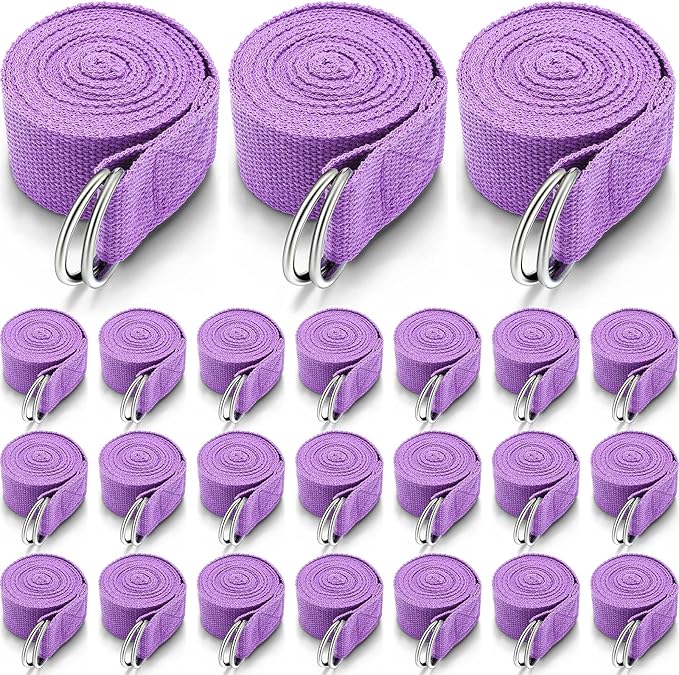 Leyndo Yoga Strap Stretching Pilates Exercise Adjustable Straps 6 ft Non Elastic Yoga Belt with Adjustable D Ring Buckle for Pilates Gym Workouts Fitness