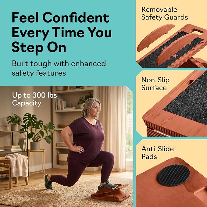 Slant Boards for Exercise – Slant Board with 7 Incline Angles – Transforms Into a Balance Board – Premium Calf Stretcher and Wobble Board for Effective Calf Stretching and Squats