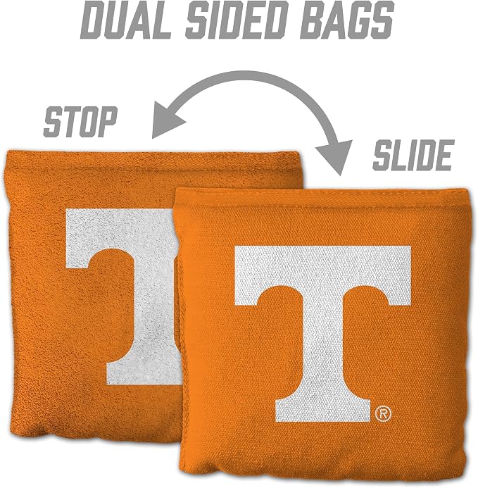 YouTheFan Officially-Licensed NCAA Set of 8 Cornhole Bags - All Weather Dual Sided Slide & Stop - Regulation Size with Carry case