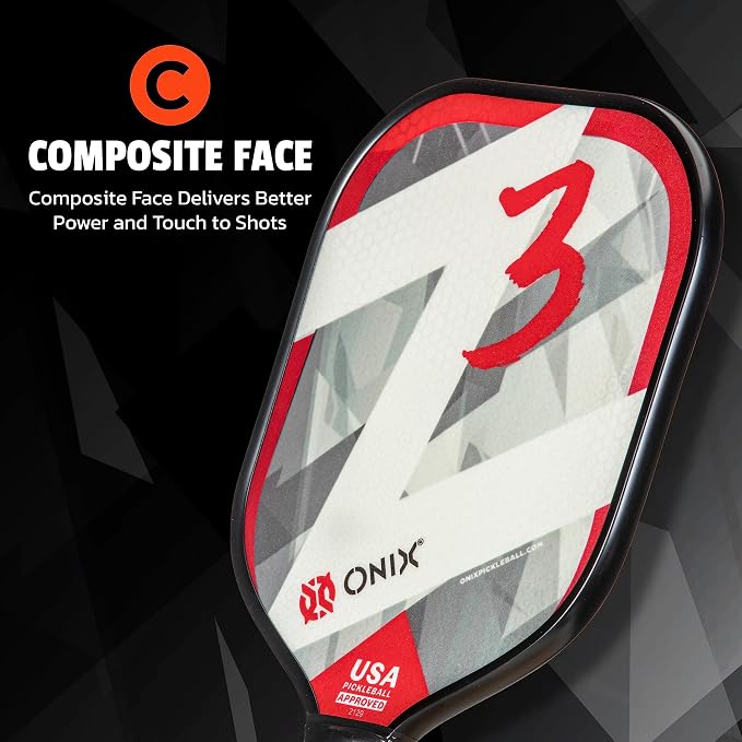 Onix Graphite Z5 Carbon Fiber Pickleball Paddle with Wide-Body Shape, Honeycomb Core & Graphite Face