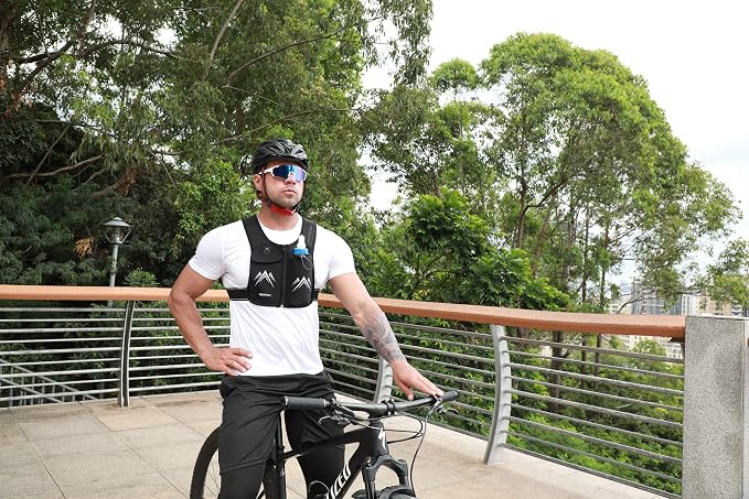REVALI Running Vest, USA Original Patent, Zip Reflective Running Vests with 500ml Hydration Bottle, Adjustable Waistband & Breathable Material, Chest Pack Gear Phone Holder for Men & Women