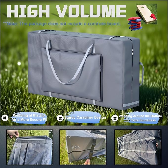 Cornhole Carrying Case Fits 4' x 2' Regulation Size Board,with Bean Bag Storage,600DHeavy-Duty Waterproof Cornhole Boards Bag