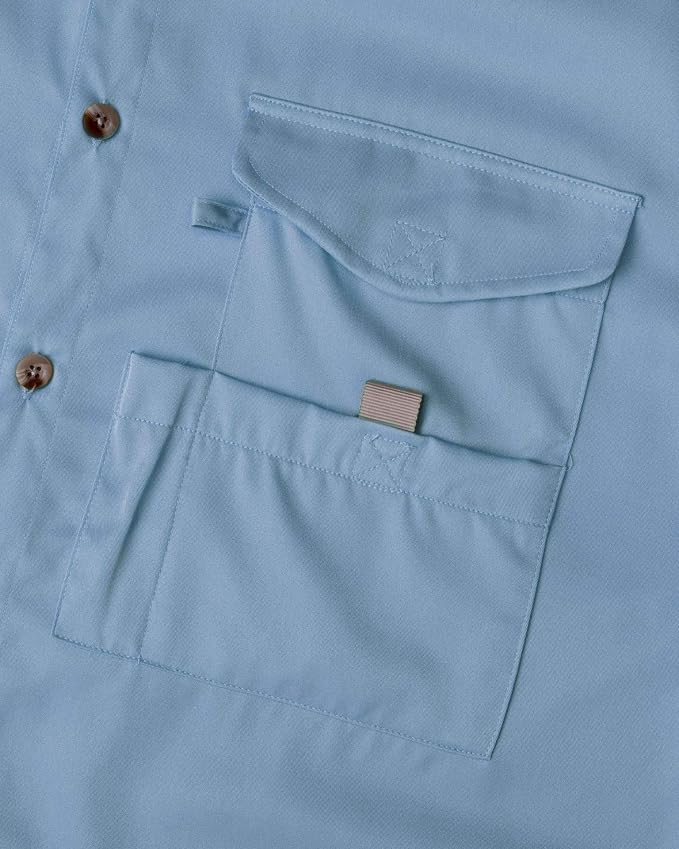 Alimens & Gentle Short Sleeve Fishing Shirt Wicking Fabric Sun Protection Casual Button Down Shirts