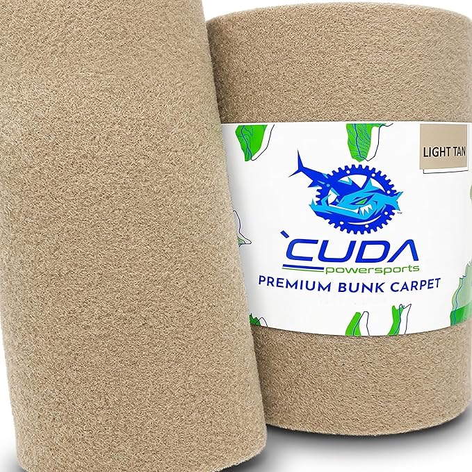 Cuda Boat Trailer Bunk Carpet 12 Inch Wide x 13ft-New Premium Tan Roll- Cuda Bunk Carpet for Boat Trailers Parts Accessories Taupe Lift Runners Covers Waterproof