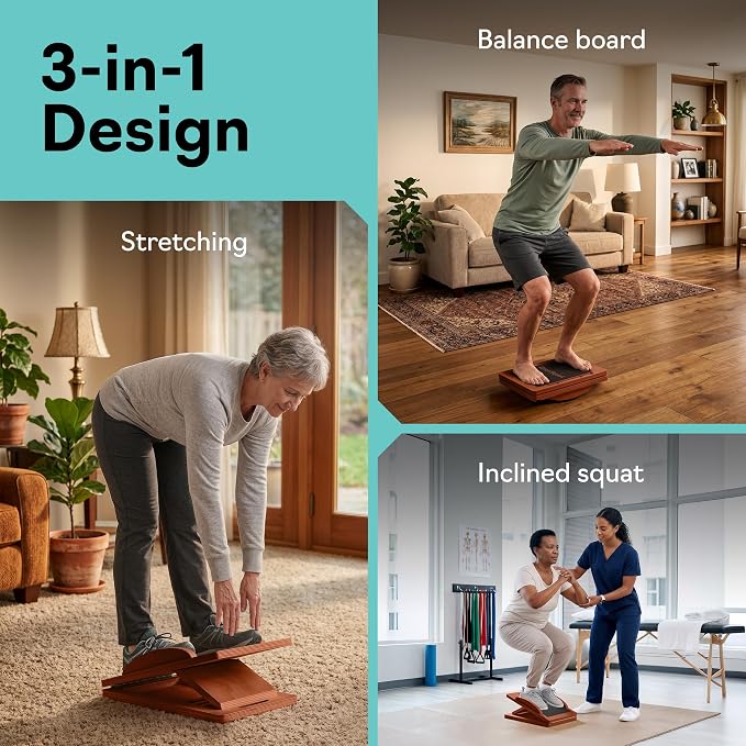 Slant Boards for Exercise – Slant Board with 7 Incline Angles – Transforms Into a Balance Board – Premium Calf Stretcher and Wobble Board for Effective Calf Stretching and Squats