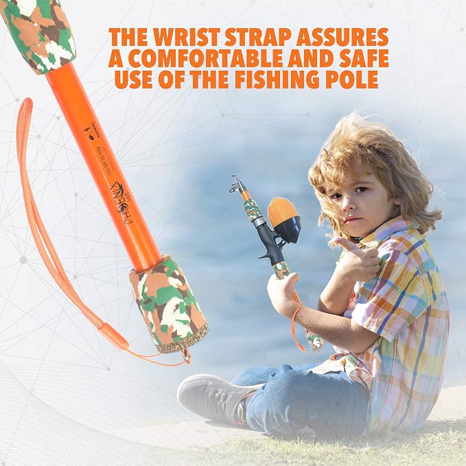 Kids Fishing Pole and Tackle Box Kit - Telescopic Kids Fishing Poles for Boys Perfect to Inspire a Lifetime Passion - Durable Youth Fishing Pole with Accessories Included and Non-Slip EVA Foam Handle