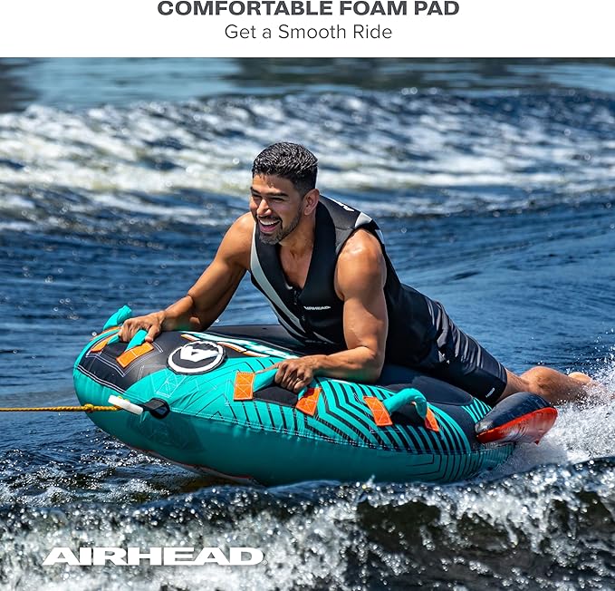 Airhead Slice Towable 2-4 Rider Models, Tube for Boating and Water Sports, Heavy Duty Full Nylon Cover with Zipper, EVA Foam Pads, and Patented Speed Safety Valve for Easy Inflating & Deflating