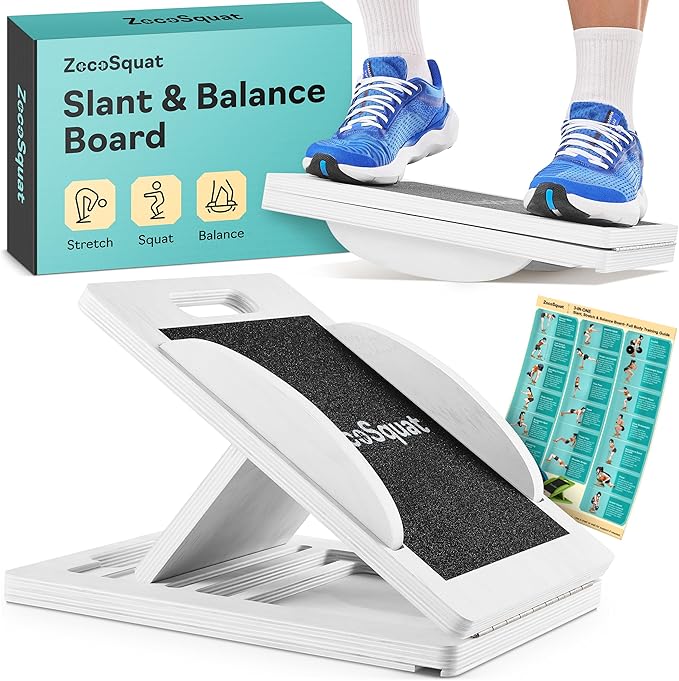 Slant Boards for Exercise – Slant Board with 7 Incline Angles – Transforms Into a Balance Board – Premium Calf Stretcher and Wobble Board for Effective Calf Stretching and Squats