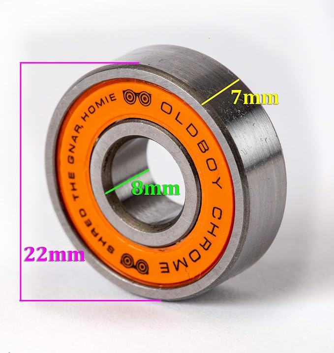 Oldboy Premium Skateboard Bearings, Set of 8 Bearings for Skateboards, Longboards, Inline Skates, Rollerblades, Super Lube Ball Bearings, Skateboard Accessories