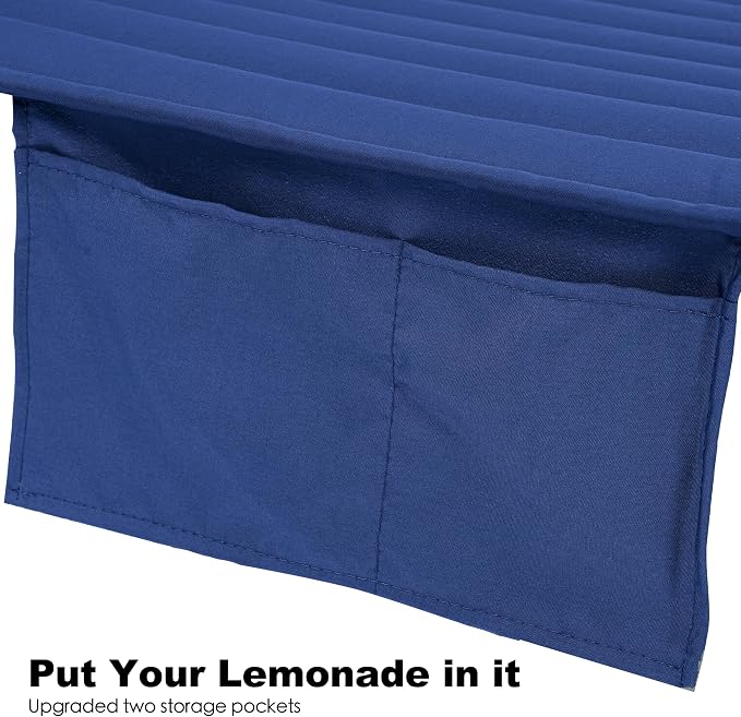 GAFETE Hammock 2 Person Quilted Fabric Hammocks for Outside, Double 12ft Hammocks with Spreader Bar, Large Removable Pillow, Storage Bag, Carabiners, Max 475 lbs Capacity (Dark Navy)