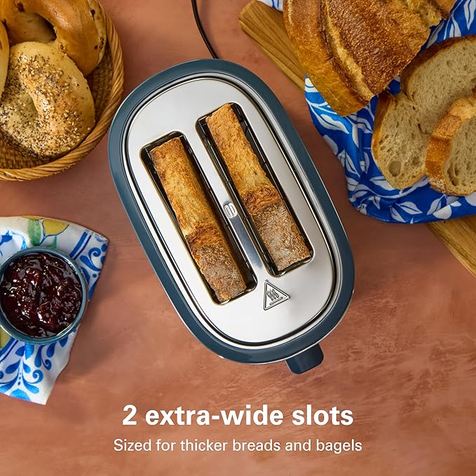 Hamilton Beach 2 Slice Extra Wide Slot Toaster with Bagel & Defrost Settings, Shade Selector with 7 Browning Levels, Toast Boost, Auto Shutoff, Kitchen Makeover Blue (22634)