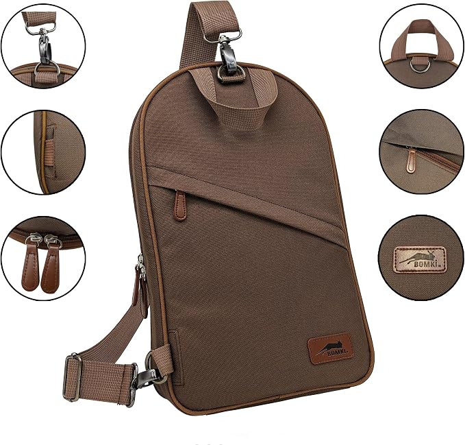 13 PC Grilling and Camping Cooking Utensils Set for The Outdoors BBQ - Stainless Steel Camp Kitchen Set Cookware Grill Tool Accessories Kit with Lightweight Stylish Crossbody Carrying Bag (Brown)
