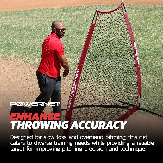 PowerNet Baseball Training Equipment Baseball Net, Portable Softball Batting Practice Pitching Screen, 7-FT I-Screen or A-Frame Pitching Net