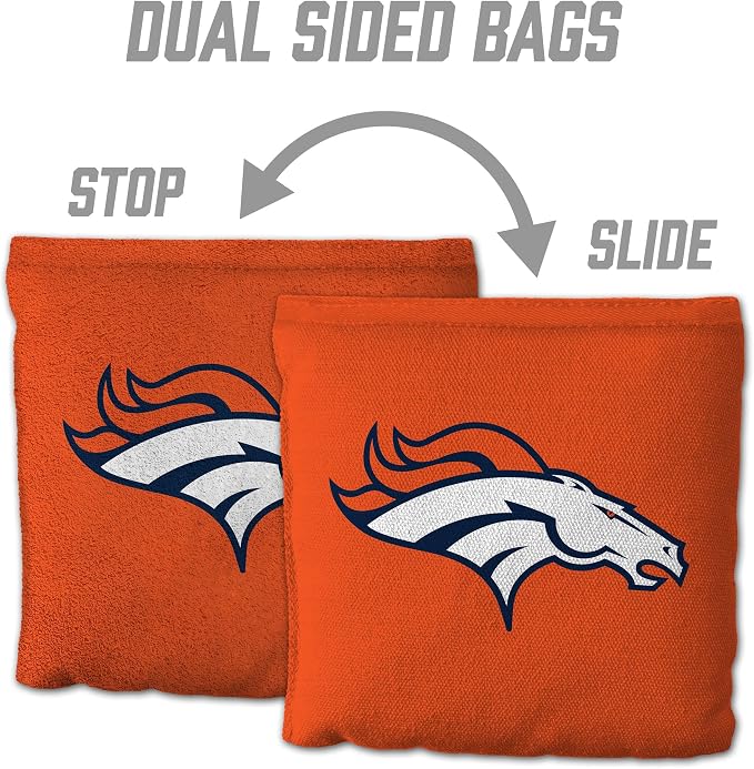 YouTheFan Officially-licensed NFL Set of 8 Cornhole Bags - All Weather Dual Sided Slide & Stop - regulation size