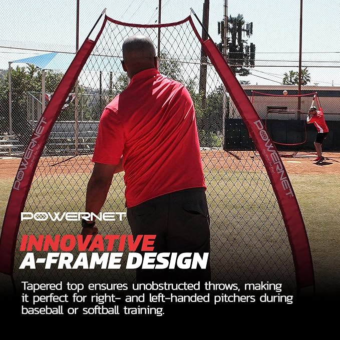 PowerNet Baseball Training Equipment Baseball Net, Portable Softball Batting Practice Pitching Screen, 7-FT I-Screen or A-Frame Pitching Net