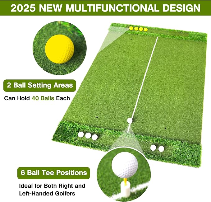 VIVITORY 5x4ft 21mm-45mm Golf Mat with Ball Tray, Thickening Golf Hitting Mat, Integrated Golf Practice with 10 Golf Balls, 7 Golf Tees, Artificial Golf Turf Mat Practice Swing Mats