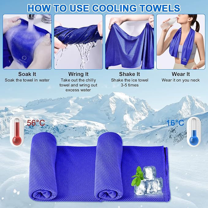 Sukeen Cooling Towels for Neck and Face(40"x12"), 30pack Bulk Cooling Towels for Hot Weather,Quick Dry Soft Breathable Sweat Towels for Sports Gym Yoga Golf and More Activities