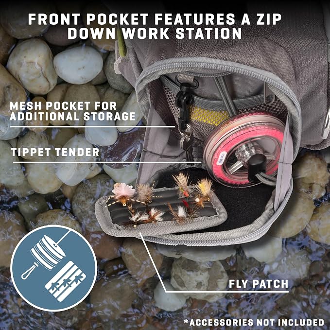 AC ALLEN Fall River Fishing Chest Pack, Fits Up to 2 Tackle/Fly Boxes, 152 Cu in / 2.5 L