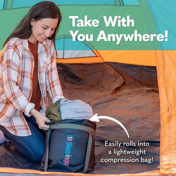 Sleepingo Double Sleeping Bags for Adults Backpacking, Camping, or Hiking - Waterproof Queen Sleeping Bags for Adults or Teens - Truck, Tent, Sleeping Pad