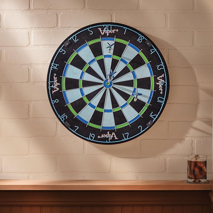 Viper Chroma Tournament Bristle Steel Tip Dartboard Set with Staple-Free Bullseye, Galvanized Metal Triangular Spider Wire for Reduced Bounce Outs; High-Grade Self-Healing Premium Sisal