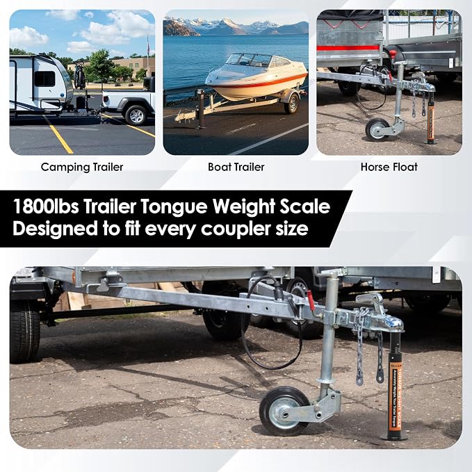 YOMILINK Tongue Weight Scale, Upgrade 1800 lbs Capacity, for RV Trailer, Boat, Travel Trailers, Black