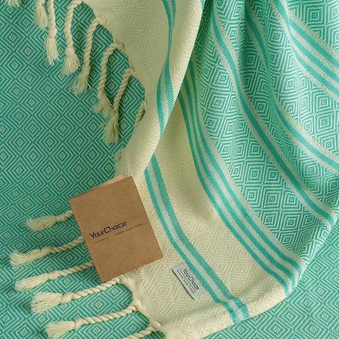 Your Choice Turkish Beach Towel (71x41) - 100% Cotton Turkish Towel, Sand Free Quick Dry Oversized, Lightweight Compact Travel Towel - Color Mint Green