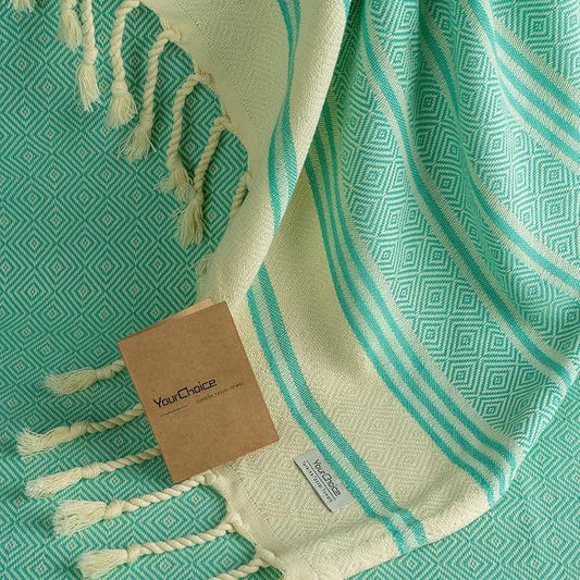 Your Choice Turkish Beach Towel (71x41) - 100% Cotton Turkish Towel, Sand Free Quick Dry Oversized, Lightweight Compact Travel Towel - Color Mint Green
