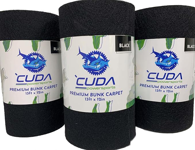 3-Pack Cuda Boat Trailer Bunk Carpet 12 Inch Wide x 13ft-New Premium 30 Oz Roll-Marine Carpet for Trailer Bunks Parts Accessories Black Lift Runners Covers Waterproof