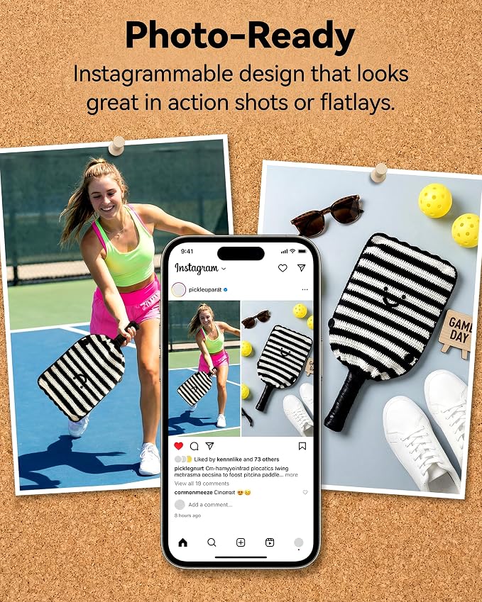 Crochet Pickleball Paddle Cover Gift - Handmade Case for Women&Men - Cute Accessories with Prensent Bag - Ready to Wrap for Players, Friends & Family, Thoughtful Holiday Crochet Set