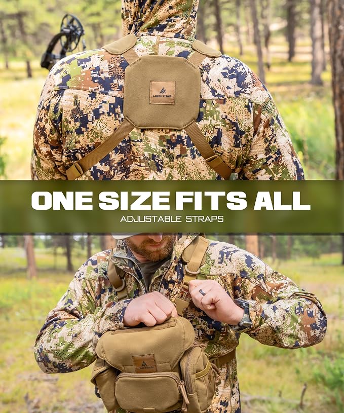 Lone Trail Waterproof Binocular Harness Chest Pack - Lightweight Bino Harness With Rangefinder Pouch | Binocular Case with Silent Magnetic Closure and MOLLE System