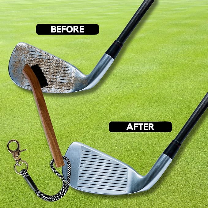 Golf Brush (2 Pack) - Cord and Clip Attachment for Bags and Carts, Club Cleaner Ideal for Woods and Irons - Golf Accesories for Men and Women